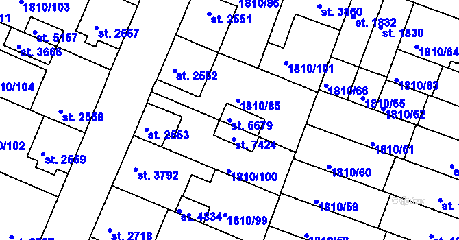Parcela st. 6679 v KÚ Písek, Katastrální mapa