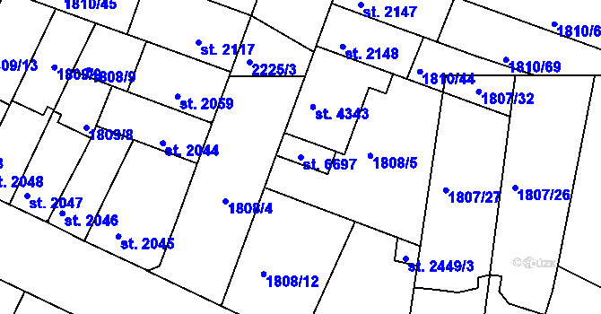 Parcela st. 6697 v KÚ Písek, Katastrální mapa
