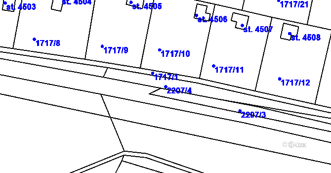 Parcela st. 2207/4 v KÚ Písek, Katastrální mapa