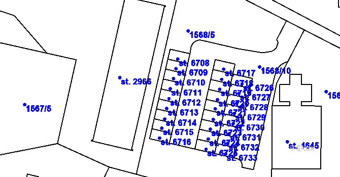 Parcela st. 6711 v KÚ Písek, Katastrální mapa