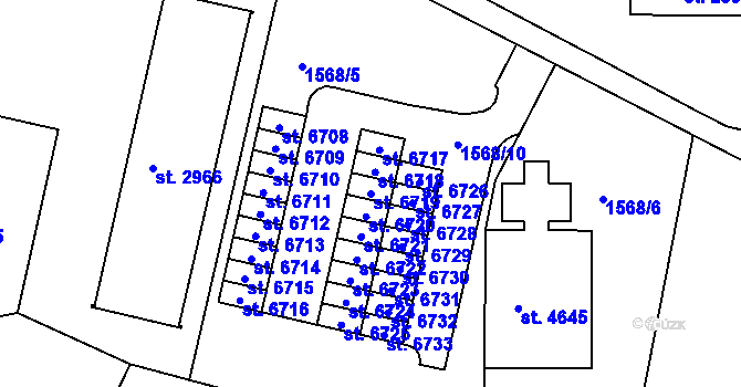 Parcela st. 6719 v KÚ Písek, Katastrální mapa