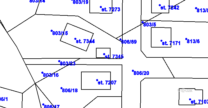Parcela st. 7345 v KÚ Písek, Katastrální mapa