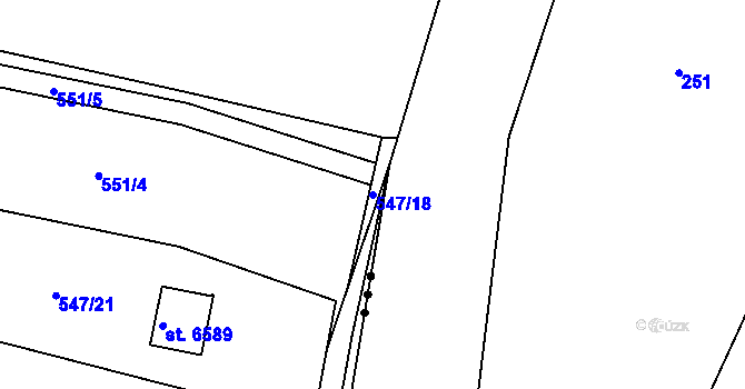 Parcela st. 547/18 v KÚ Písek, Katastrální mapa