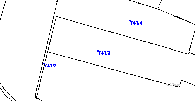 Parcela st. 741/3 v KÚ Písek, Katastrální mapa