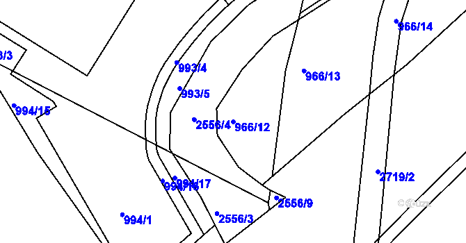Parcela st. 966/12 v KÚ Písek, Katastrální mapa