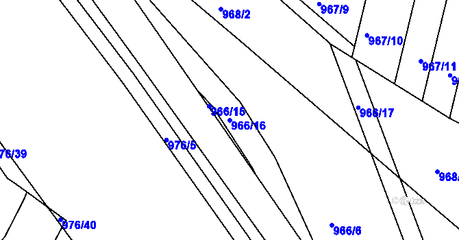 Parcela st. 966/16 v KÚ Písek, Katastrální mapa