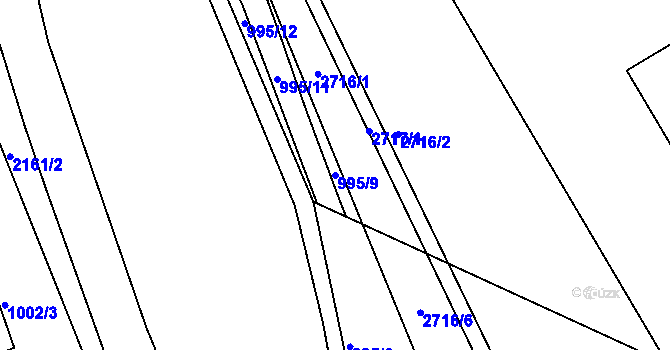 Parcela st. 995/9 v KÚ Písek, Katastrální mapa