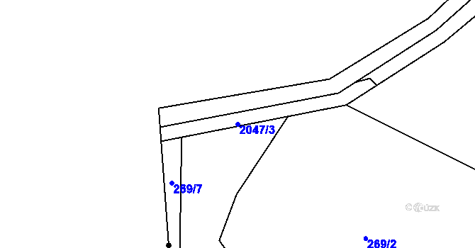 Parcela st. 2047/3 v KÚ Písek, Katastrální mapa