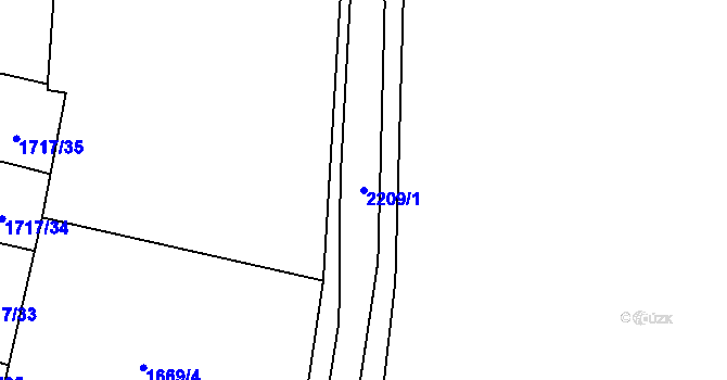 Parcela st. 2209/1 v KÚ Písek, Katastrální mapa