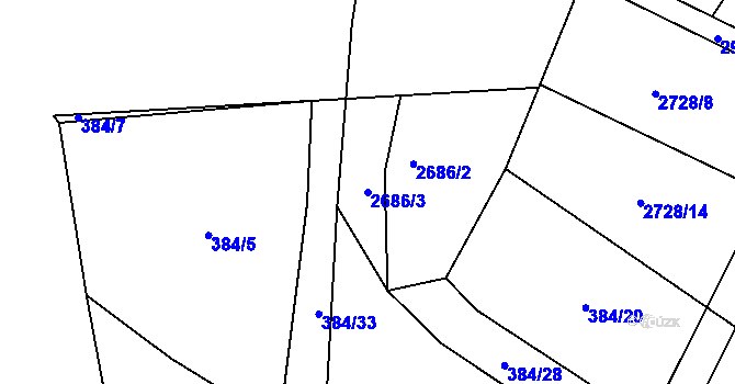 Parcela st. 2686/3 v KÚ Písek, Katastrální mapa