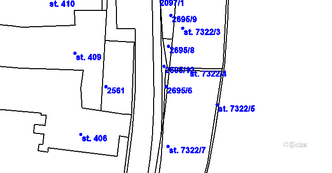 Parcela st. 2695/6 v KÚ Písek, Katastrální mapa