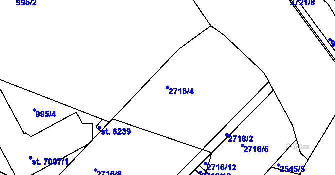 Parcela st. 2716/4 v KÚ Písek, Katastrální mapa