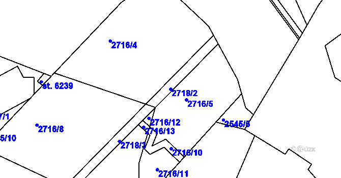 Parcela st. 2718/2 v KÚ Písek, Katastrální mapa