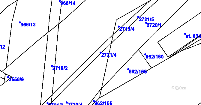 Parcela st. 2721/4 v KÚ Písek, Katastrální mapa