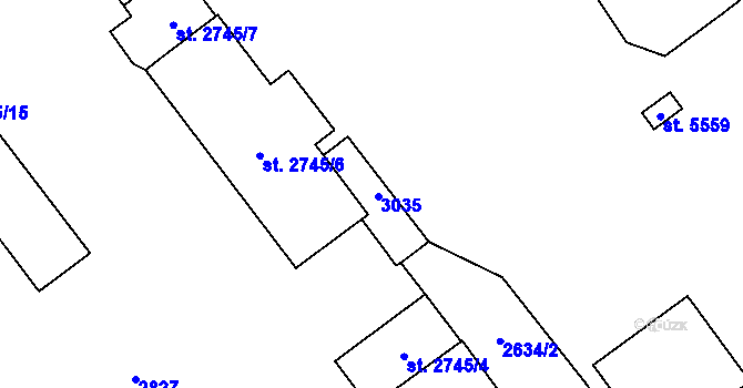 Parcela st. 2745/17 v KÚ Písek, Katastrální mapa