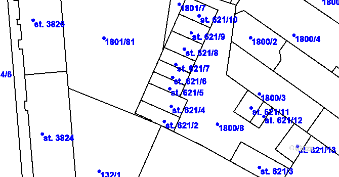 Parcela st. 621/5 v KÚ Písek, Katastrální mapa