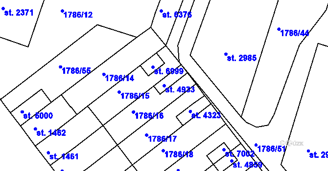 Parcela st. 4933 v KÚ Písek, Katastrální mapa