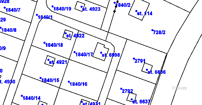 Parcela st. 6998 v KÚ Písek, Katastrální mapa