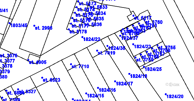 Parcela st. 7019 v KÚ Písek, Katastrální mapa