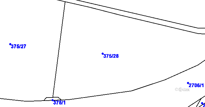 Parcela st. 375/28 v KÚ Písek, Katastrální mapa
