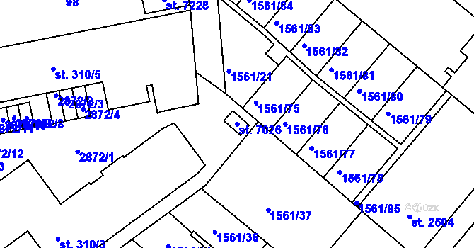 Parcela st. 7026 v KÚ Písek, Katastrální mapa