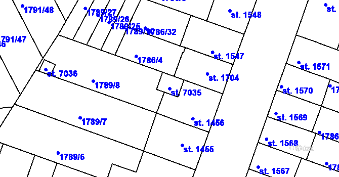 Parcela st. 7035 v KÚ Písek, Katastrální mapa