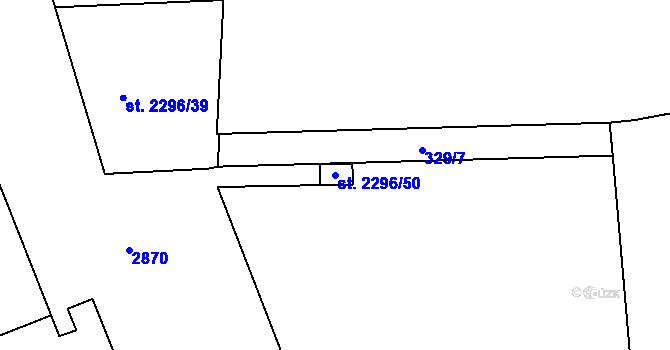 Parcela st. 2296/50 v KÚ Písek, Katastrální mapa