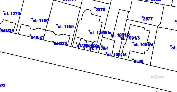 Parcela st. 1158/4 v KÚ Písek, Katastrální mapa