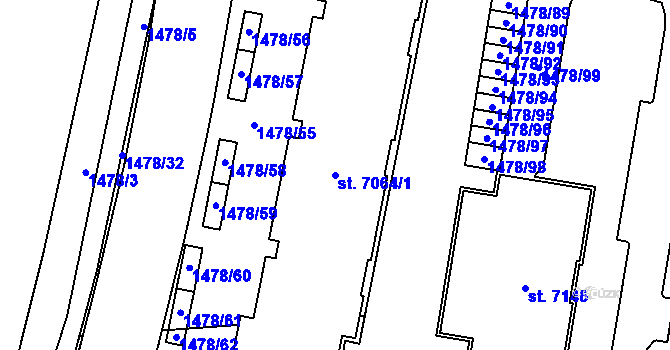 Parcela st. 7064/1 v KÚ Písek, Katastrální mapa