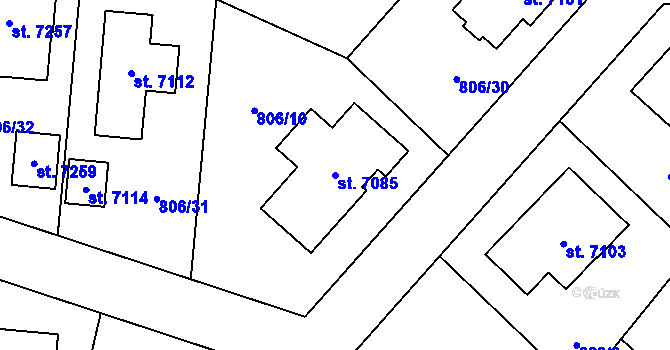 Parcela st. 7085 v KÚ Písek, Katastrální mapa