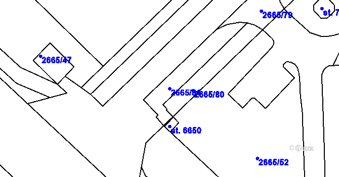 Parcela st. 2665/81 v KÚ Písek, Katastrální mapa