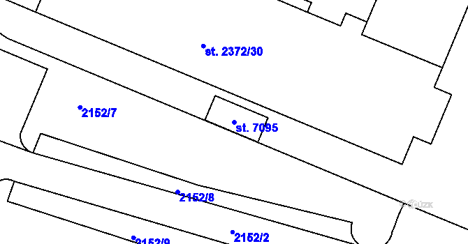 Parcela st. 7095 v KÚ Písek, Katastrální mapa