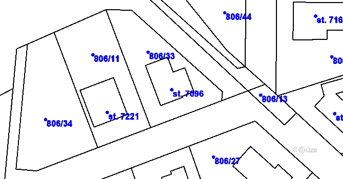 Parcela st. 7096 v KÚ Písek, Katastrální mapa