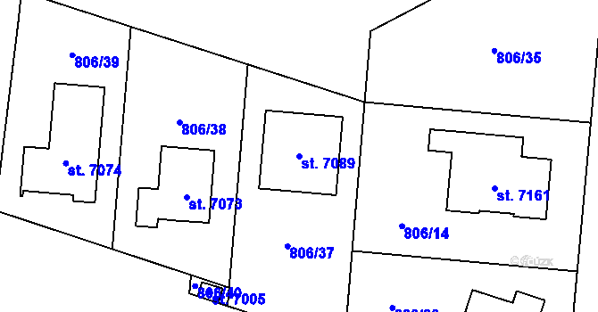Parcela st. 7089 v KÚ Písek, Katastrální mapa