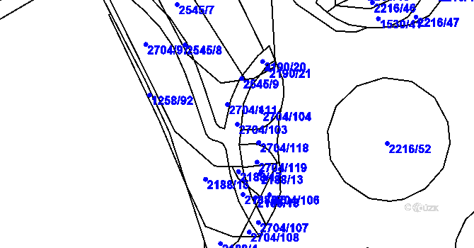 Parcela st. 2704/103 v KÚ Písek, Katastrální mapa