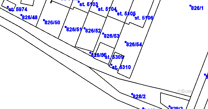 Parcela st. 6309 v KÚ Písek, Katastrální mapa