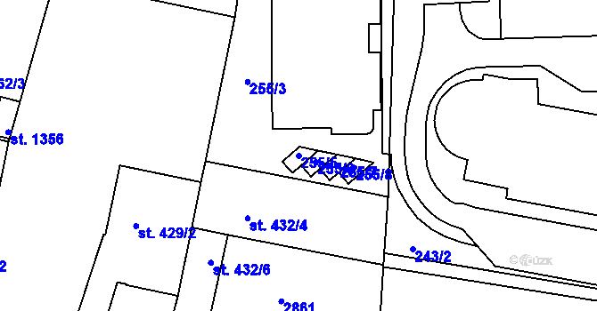 Parcela st. 255/5 v KÚ Písek, Katastrální mapa