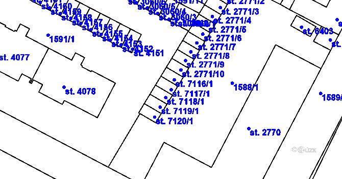 Parcela st. 7117/1 v KÚ Písek, Katastrální mapa