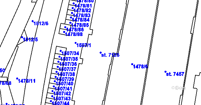 Parcela st. 7125 v KÚ Písek, Katastrální mapa