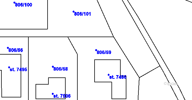 Parcela st. 806/59 v KÚ Písek, Katastrální mapa