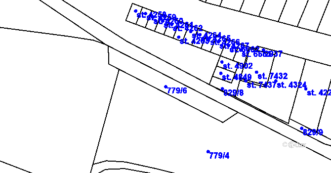Parcela st. 779/6 v KÚ Písek, Katastrální mapa