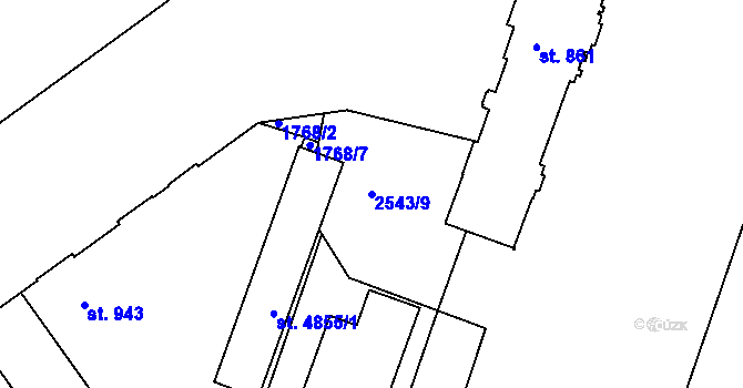Parcela st. 2543/9 v KÚ Písek, Katastrální mapa