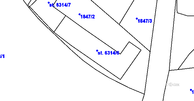 Parcela st. 6314/6 v KÚ Písek, Katastrální mapa