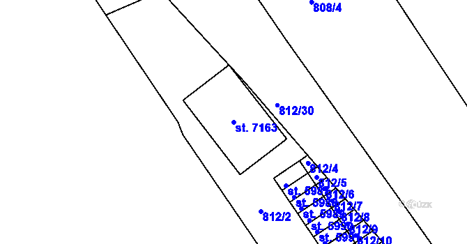 Parcela st. 7163 v KÚ Písek, Katastrální mapa