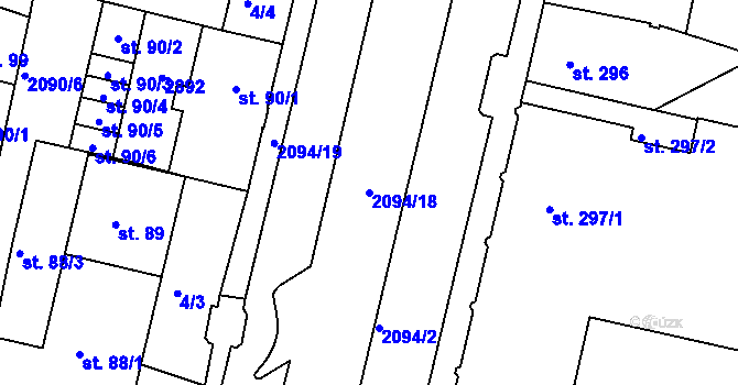 Parcela st. 2094/18 v KÚ Písek, Katastrální mapa