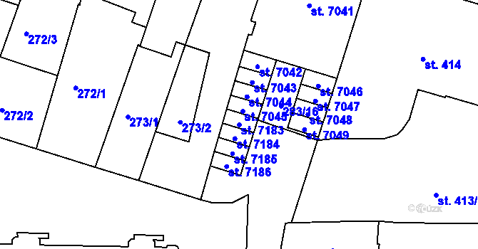 Parcela st. 7183 v KÚ Písek, Katastrální mapa