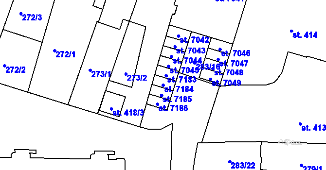 Parcela st. 7184 v KÚ Písek, Katastrální mapa