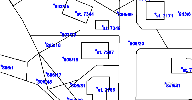 Parcela st. 7207 v KÚ Písek, Katastrální mapa