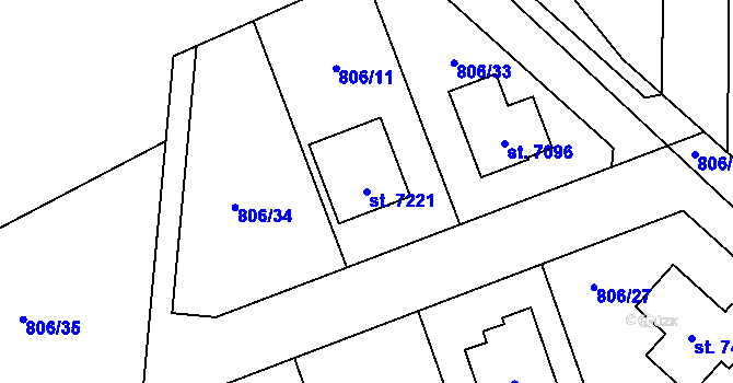 Parcela st. 7221 v KÚ Písek, Katastrální mapa