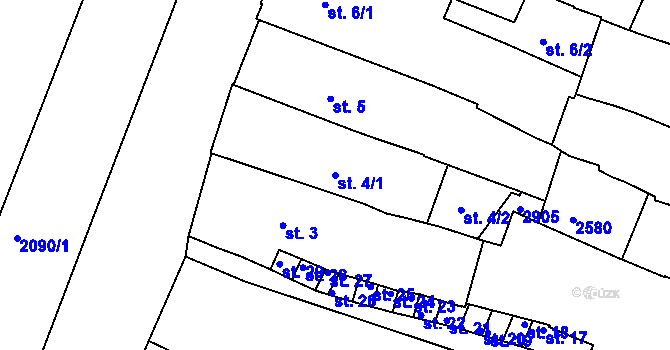 Parcela st. 4/1 v KÚ Písek, Katastrální mapa